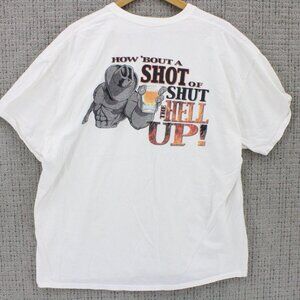 Cowboy Up Shirt Mens 2XL White Mens Short Sleeve Cowboy Graphic Cotton Y2k